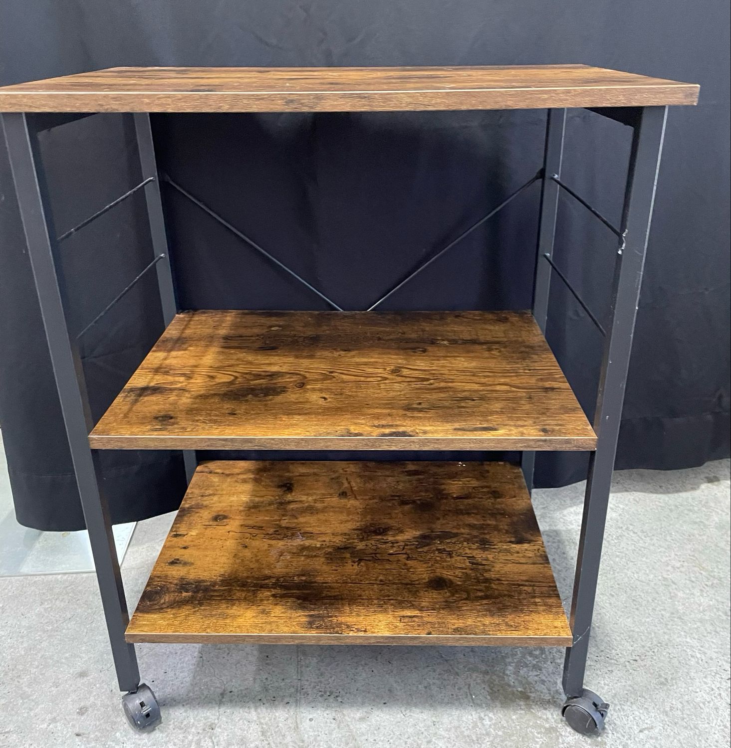 Brown and Black Rolling Cart