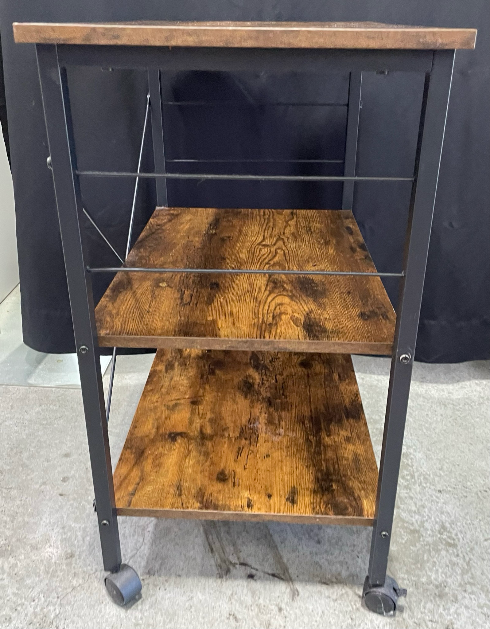Brown and Black Rolling Cart