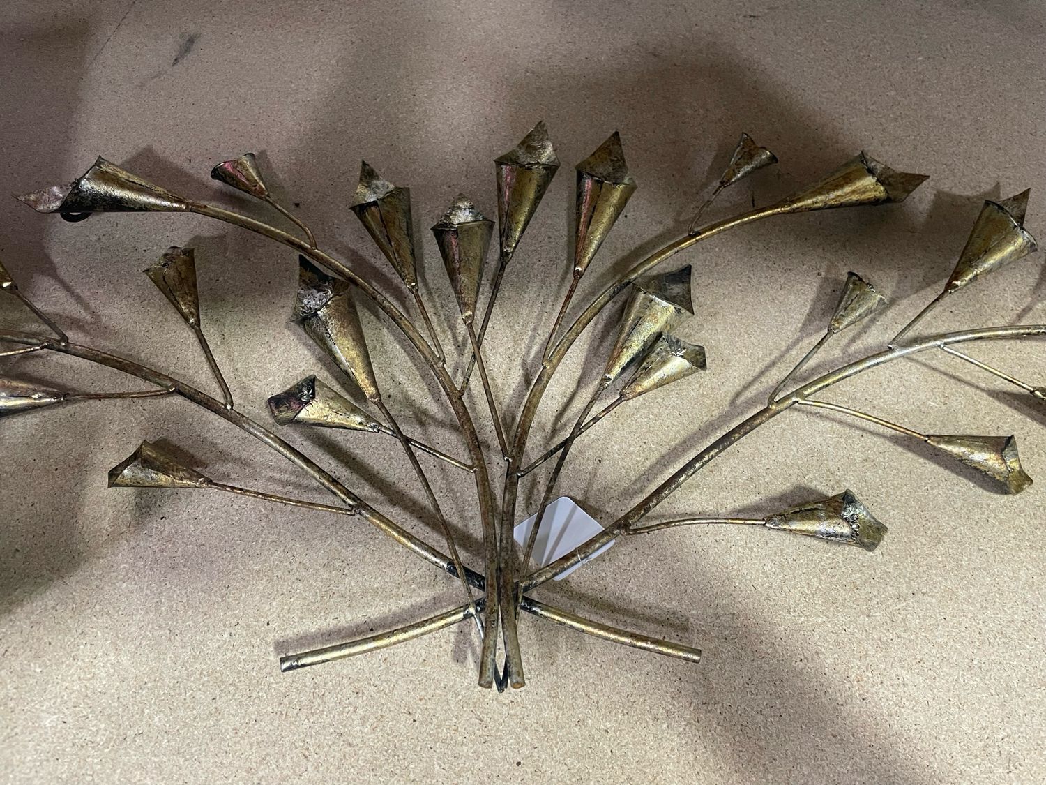 Vintage Metal Floral Leaf Sculpture