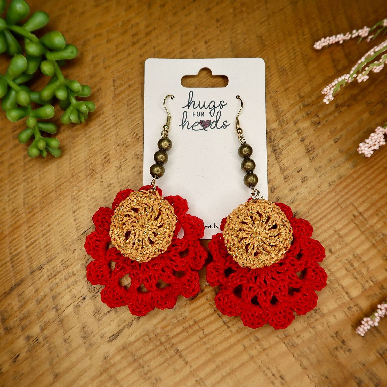 Holiday Red and Gold Earrings