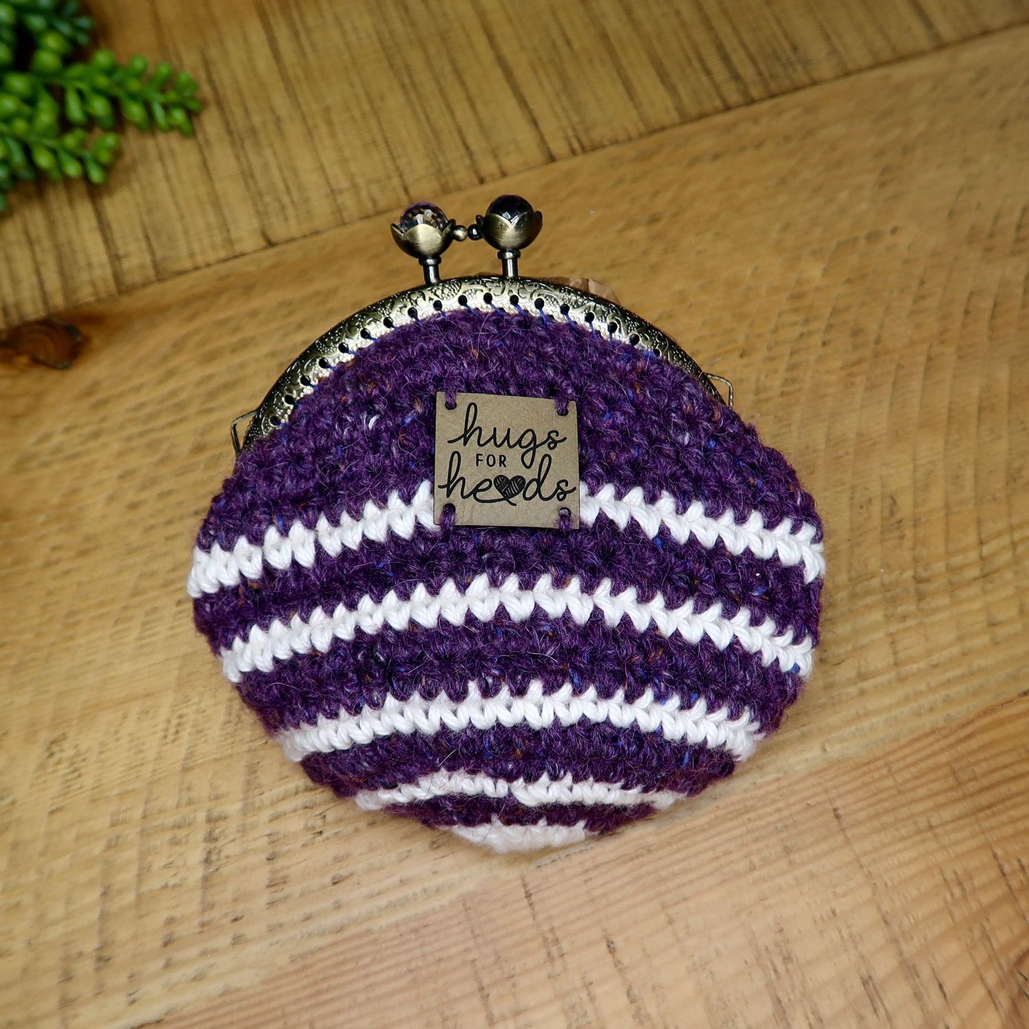 Purple with White Stripe Coin Purse