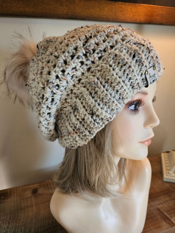 Slouchy Hat with Large Pom