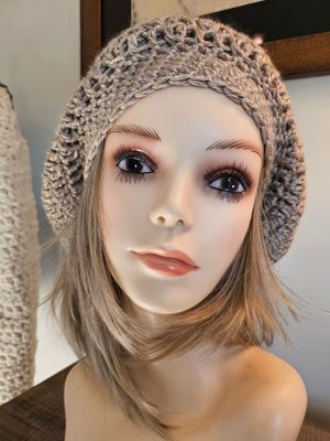 Tan Slouchy Beret Hat