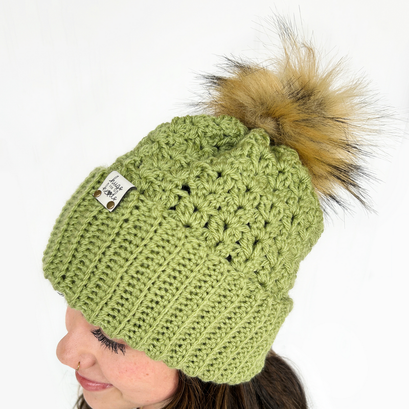 Slouchy Green Pom Beanie