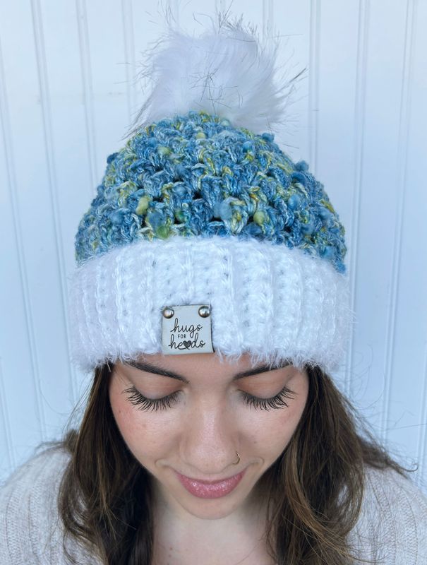 Ocean Blue Winter Pom Beanie
