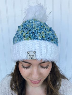 Ocean Blue Winter Pom Beanie