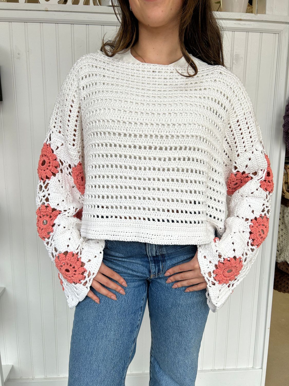 Cotton Sweater w/ Granny Sleeves
