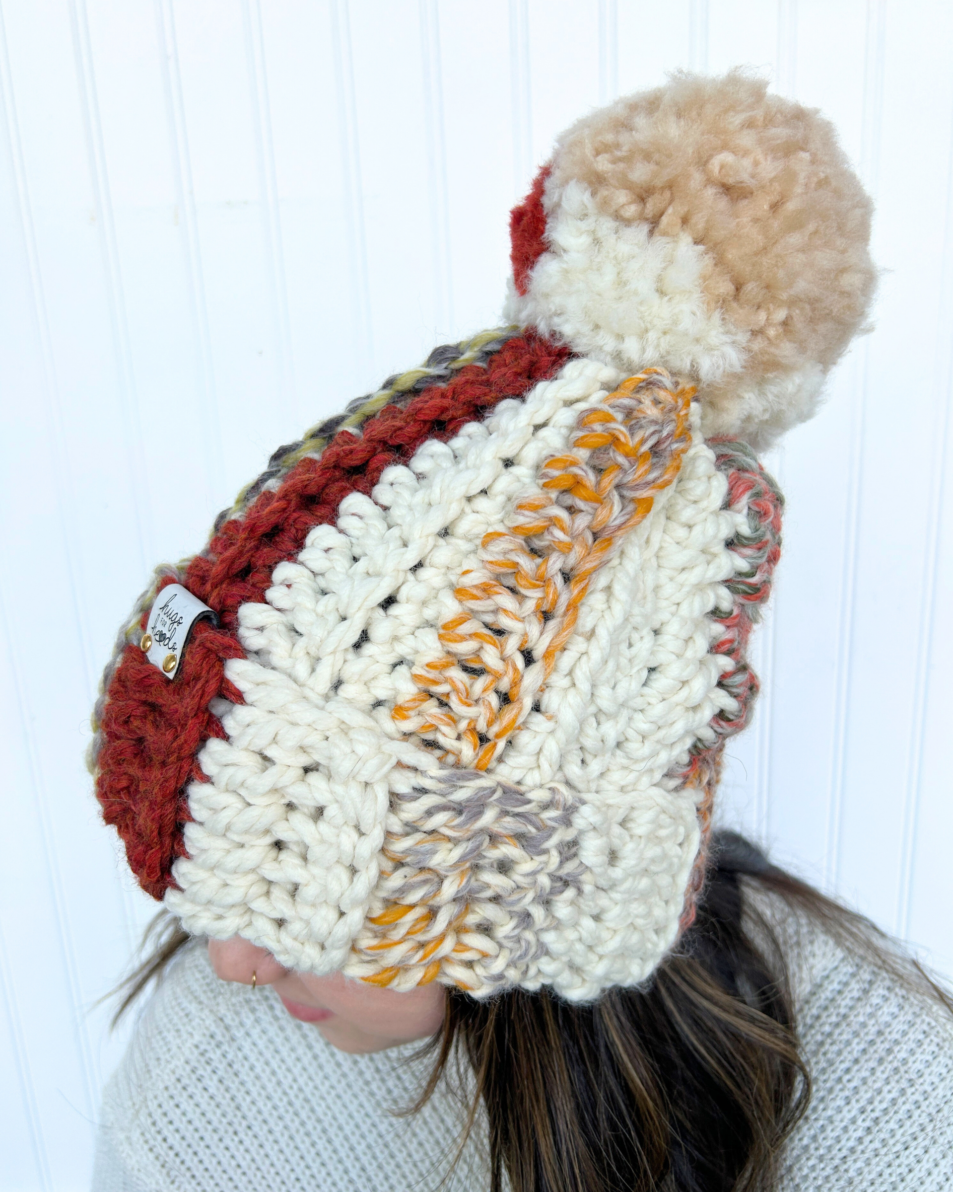 Slouchy Multi Color Pom Beanie
