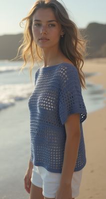Cute Blue Springtime Crochet Top