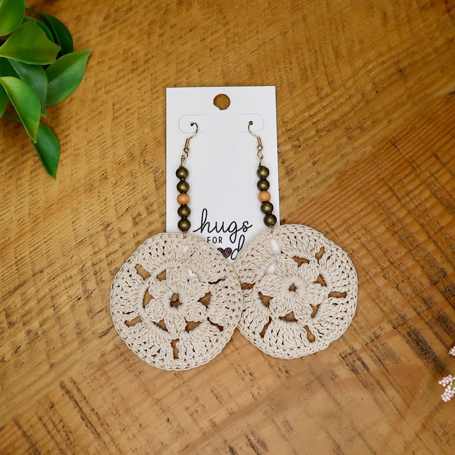 Natural Starfish Earrings w/ Wood Beads