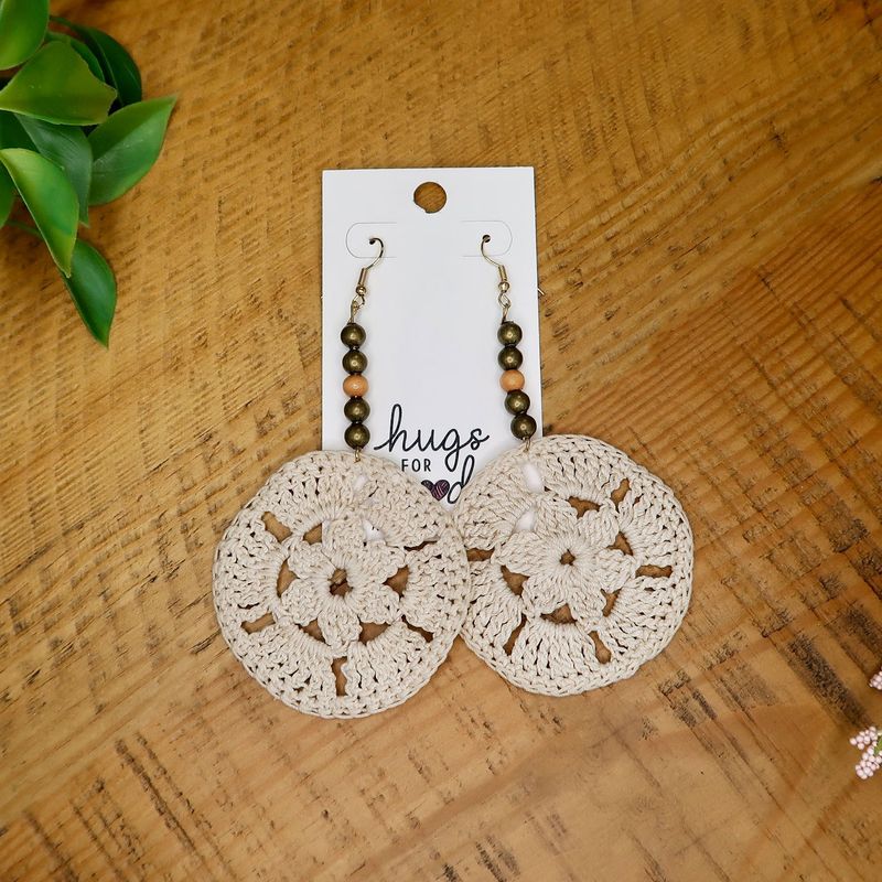 Natural Starfish Earrings w/ Wood Beads Natural Starfish Earrings w/ Wood Beads