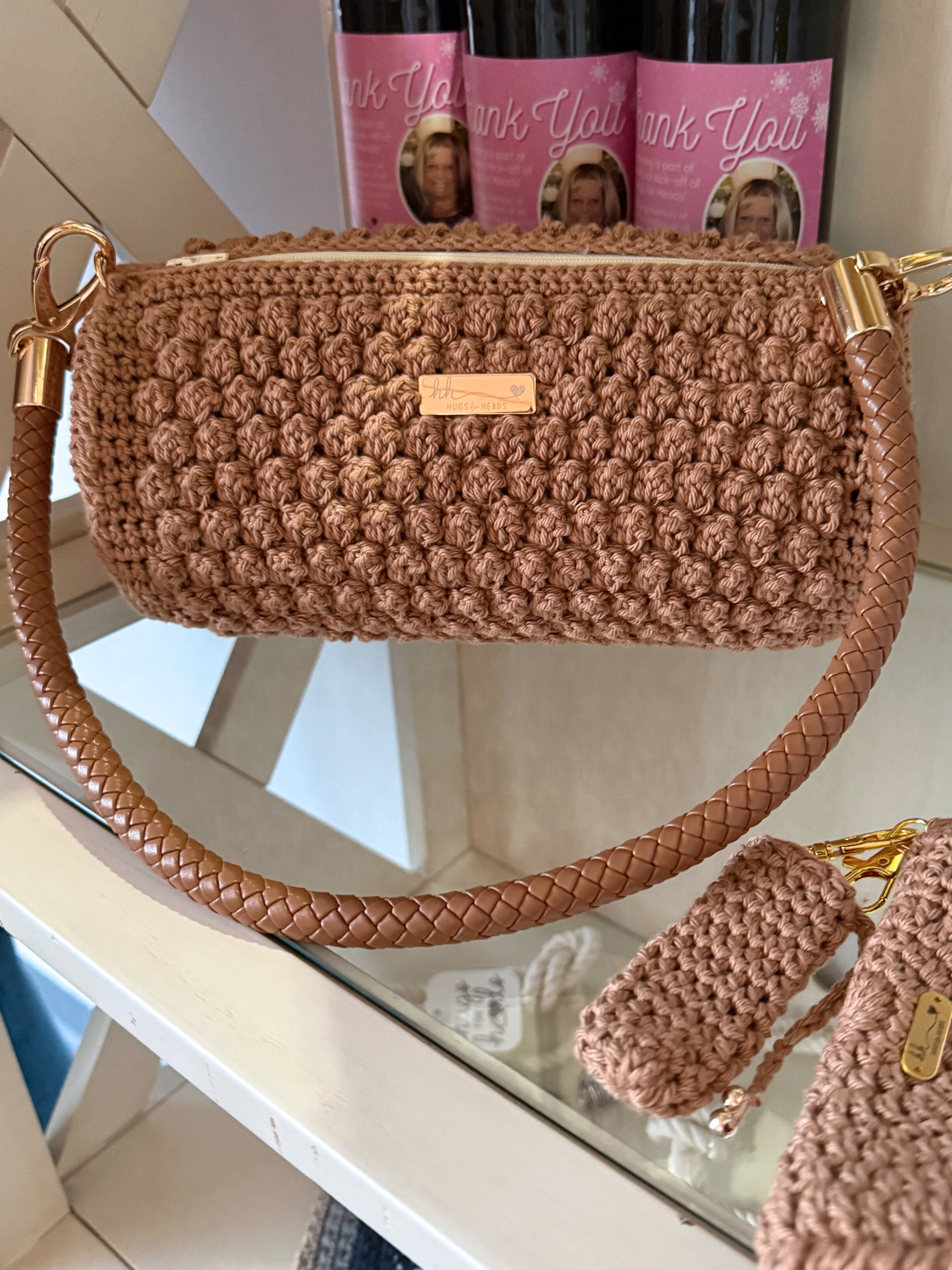 Handcrafted Brown Puff Stitch Crochet Set