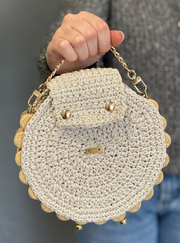 Artisan Crochet & Wine Cork Circular Handbag – Custom Made