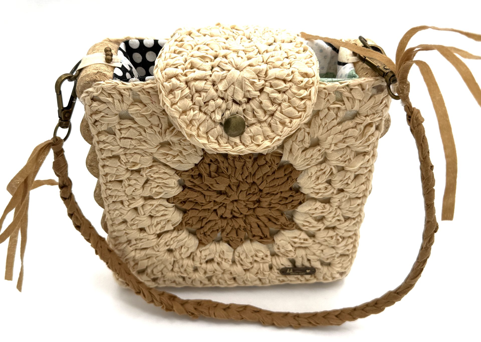 Boho-Chic Raffia & Cork Square Crossbody