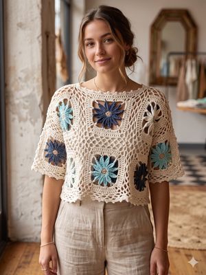 Sunburst Bloom Crochet Top