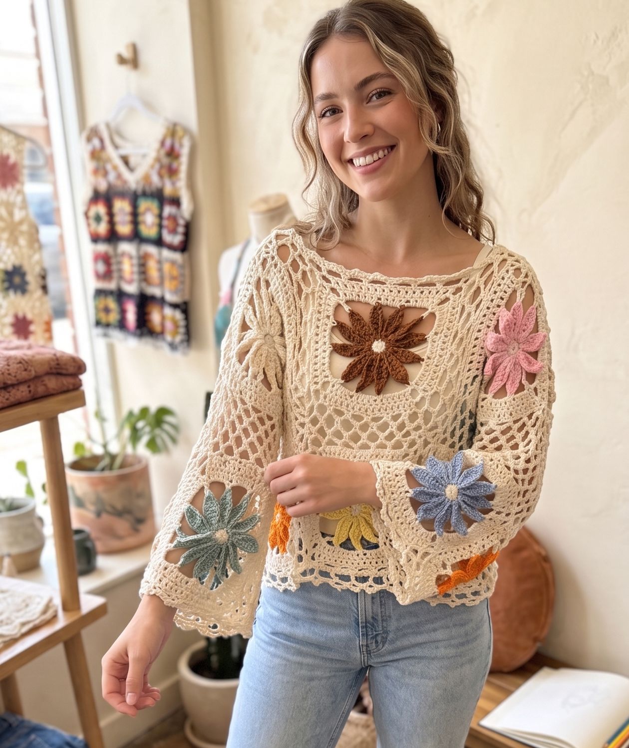 Sun-Kissed Blooms Crochet Top