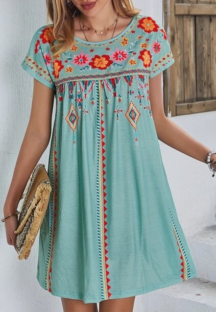 Multicolor Floral Print Mini Dress