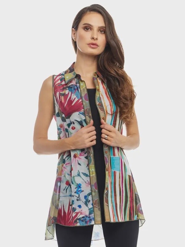 Sleeveless Painterly Print