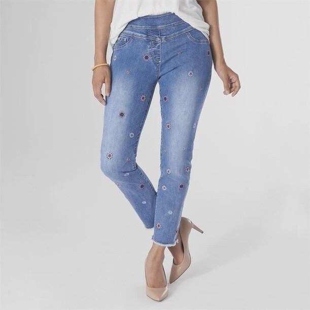 OMG - Straight Leg Embroidered Capri Jeans