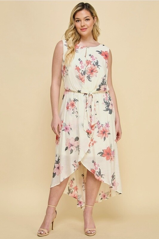 CURVY Tropical Print Midi Dress