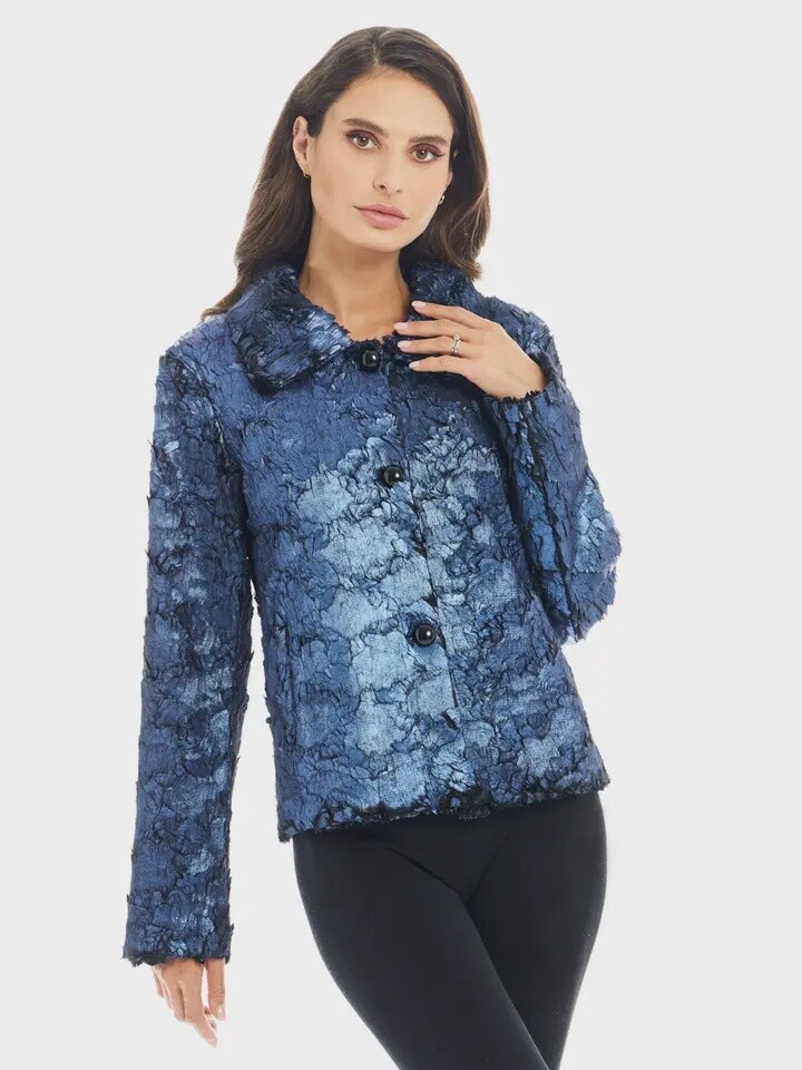 Metallic Blue Faux Fur