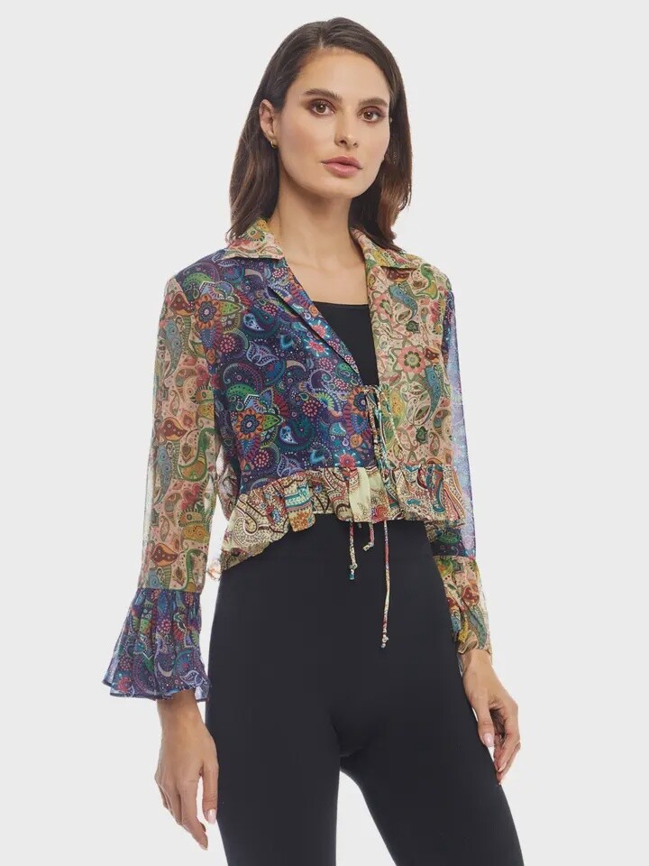 Multi Color Printed Mesh Top