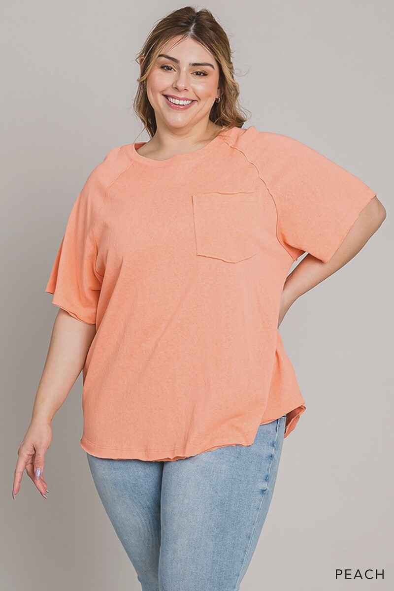 CURVY Casual Washed Cotton Top