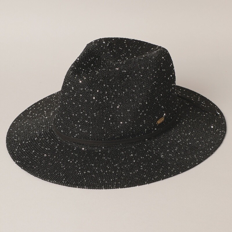 Sequined Knitted Panama Hat