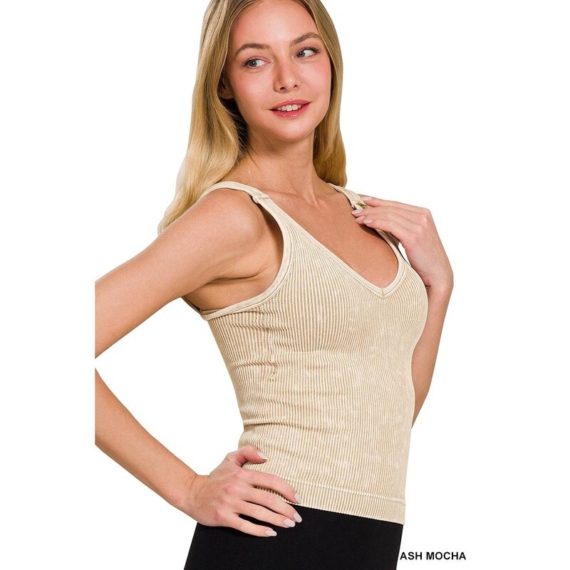 Stone Washed Padded Ribbed Tank