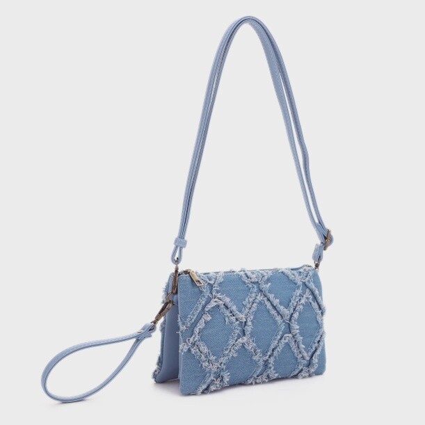 Shelley Denim 3 Compartment Crossbody/Wristlet