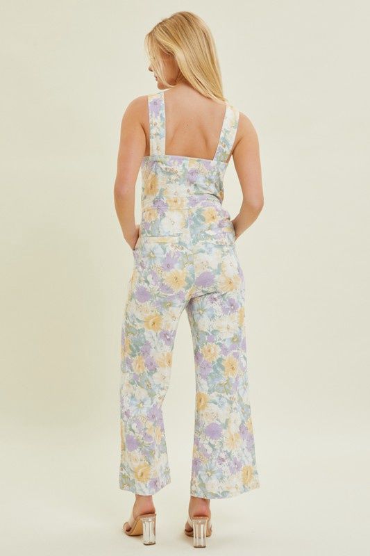 Floral Button Zip Jumpsuit