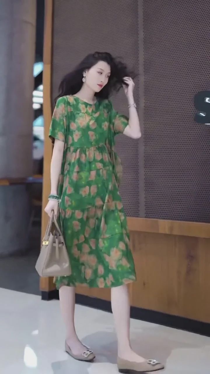 Green Floral Midi Dress