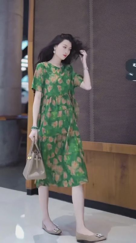 Green Floral Midi Dress