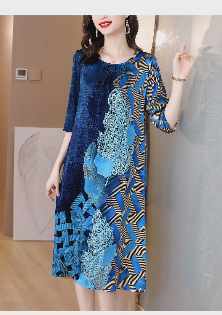 Blue Abstract Maxi Dress