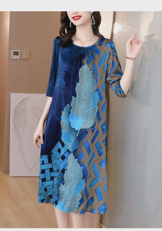 Blue Abstract Maxi Dress
