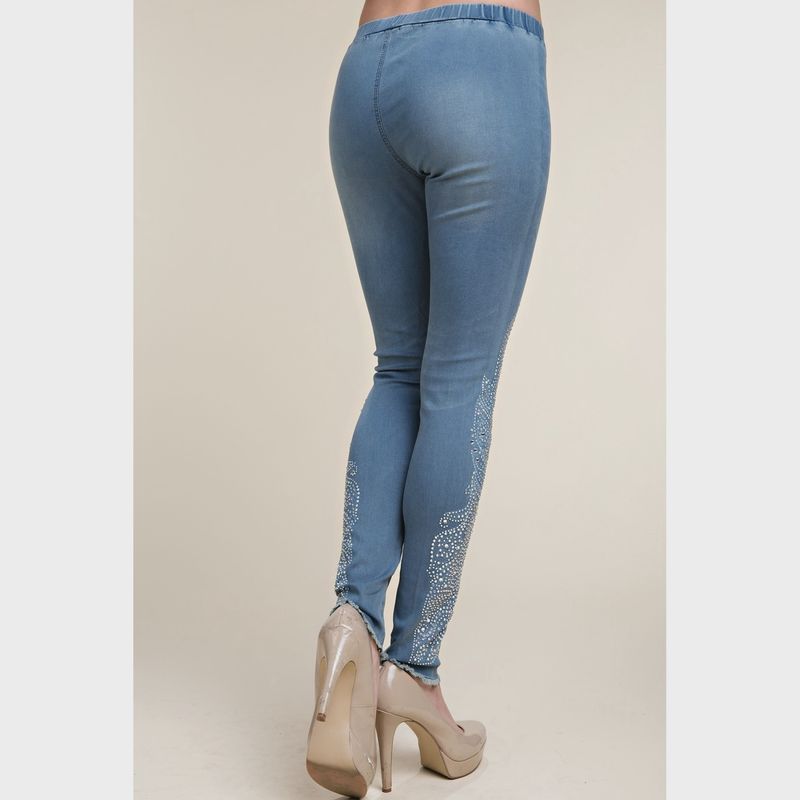 ON SALE Price Marked is 30% Off Orig. Price - Denim Stretch Rhinestone Leg Jeans