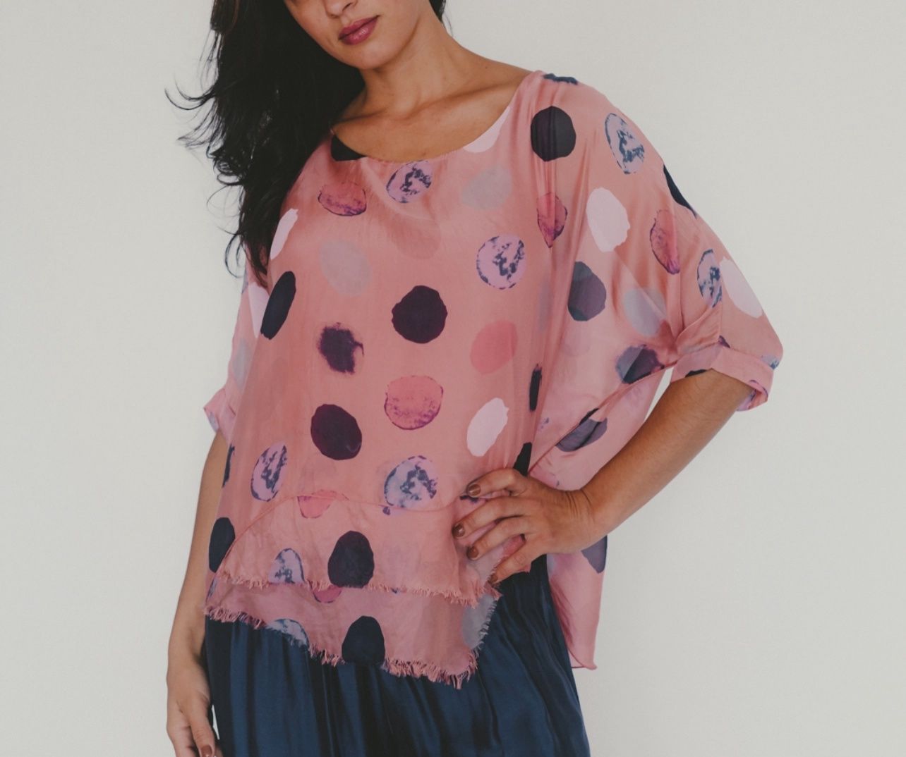 Italian Silk Dotted Top