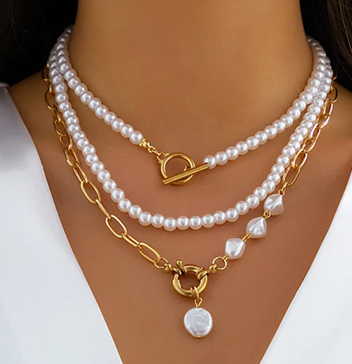 Multi-Layer Faux Pearl Necklace