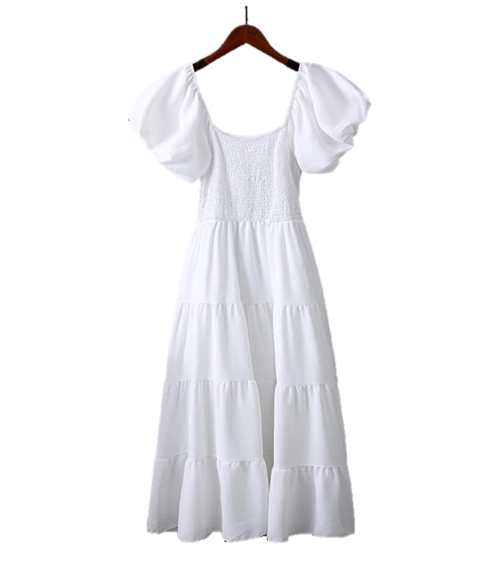 Elegant Puff Sleeve Maxi Dress