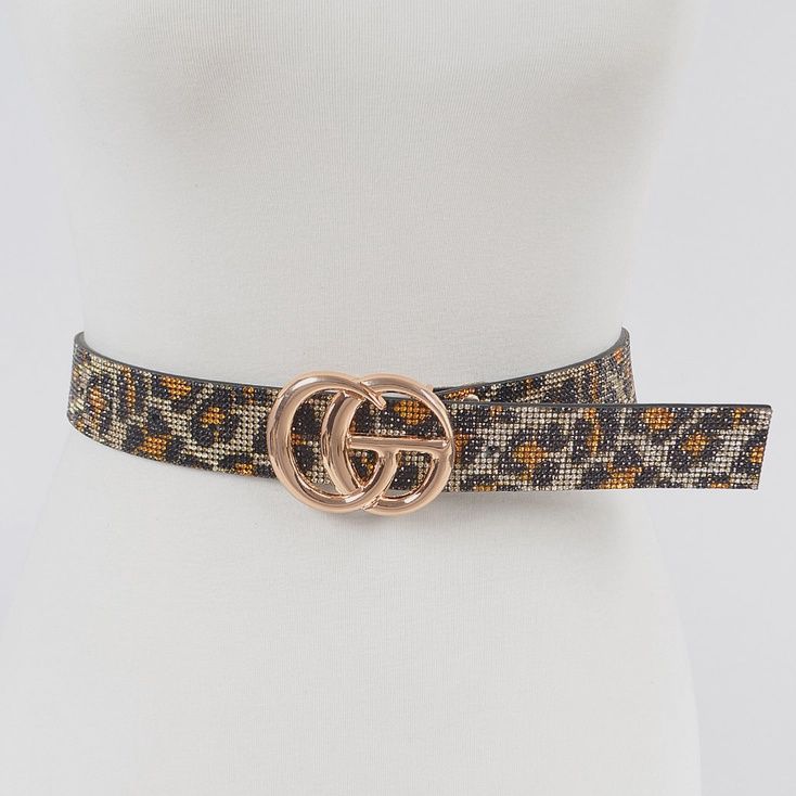 Leopard Print Rhinestone Belt