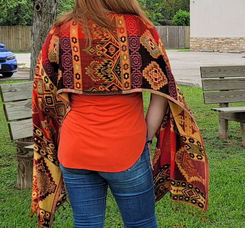 Multicolor Serape Poncho