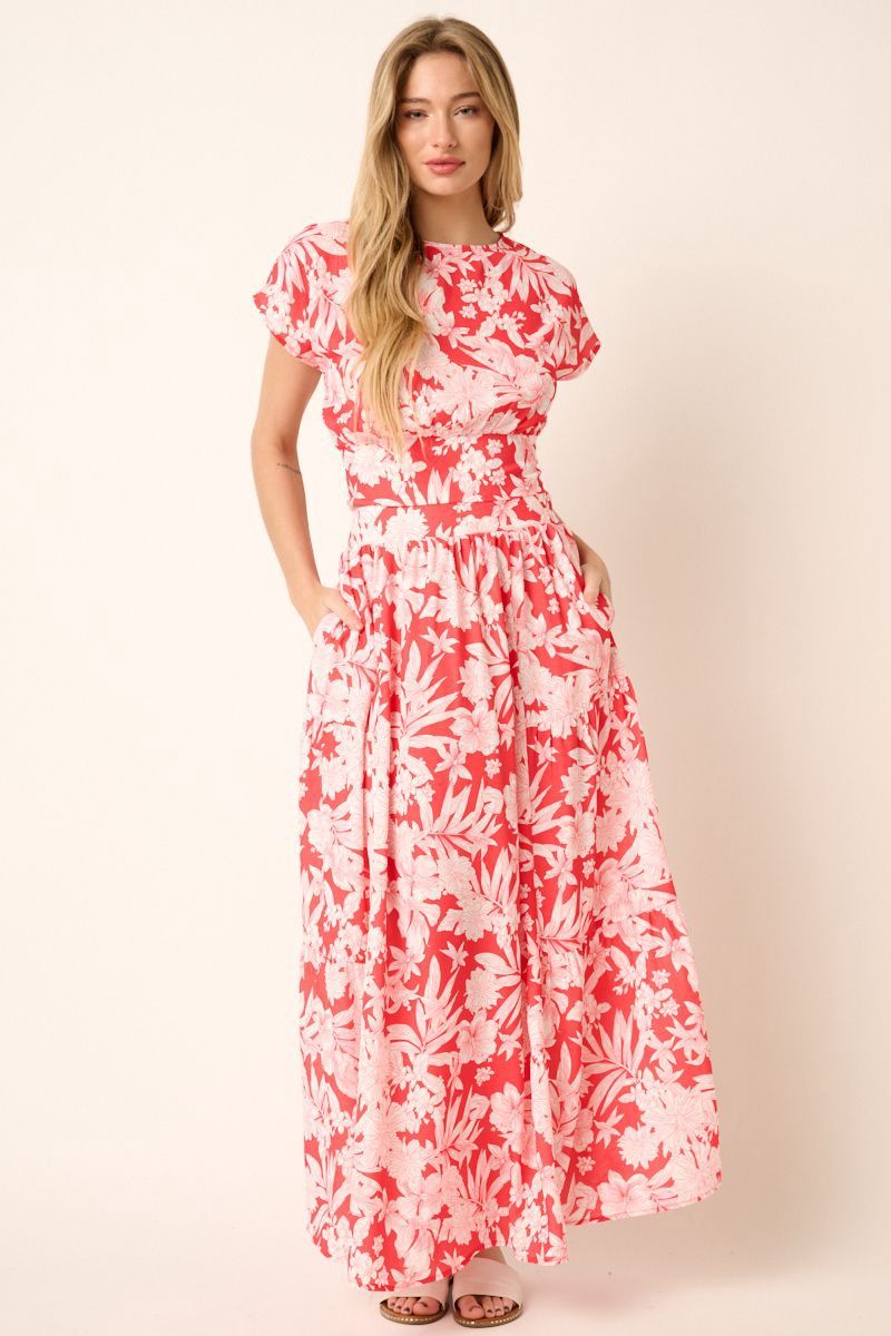 Tropical Print Skirt Set, Size: S, Color: Coral
