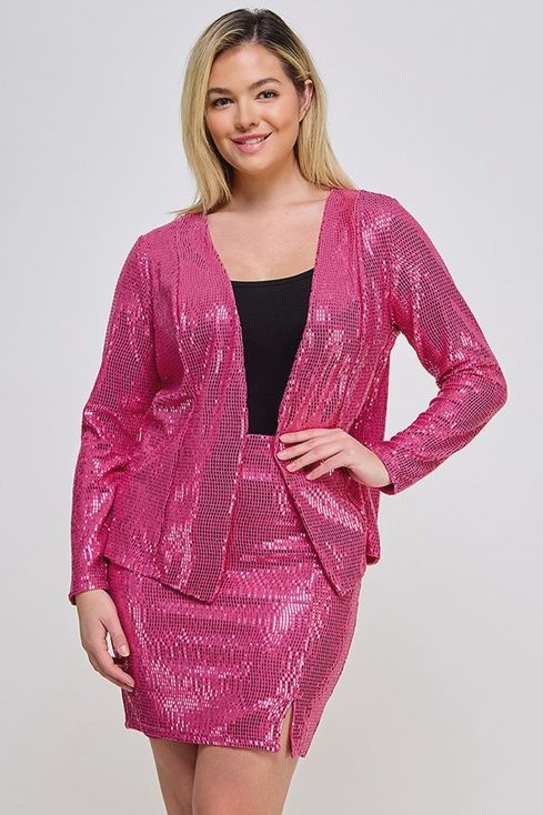 CURVY Sequin Knit Skirt Set