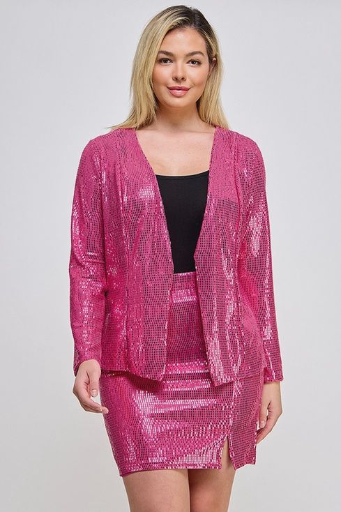 CURVY Sequin Knit Skirt Set
