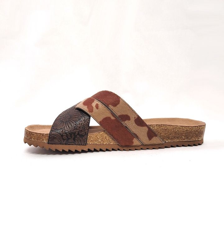 Tooled Cowhide Sandals