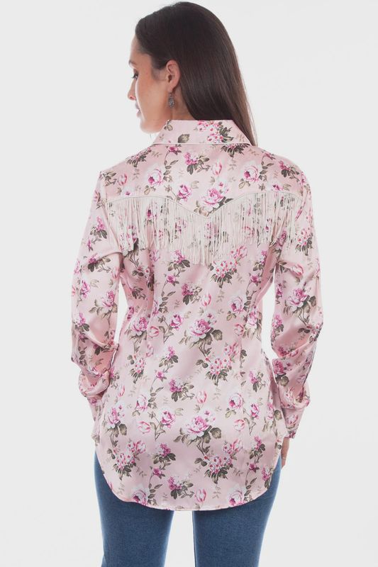 ON SALE Price Marked is 30% Off Orig. Price - Rose Blouse With Fringe