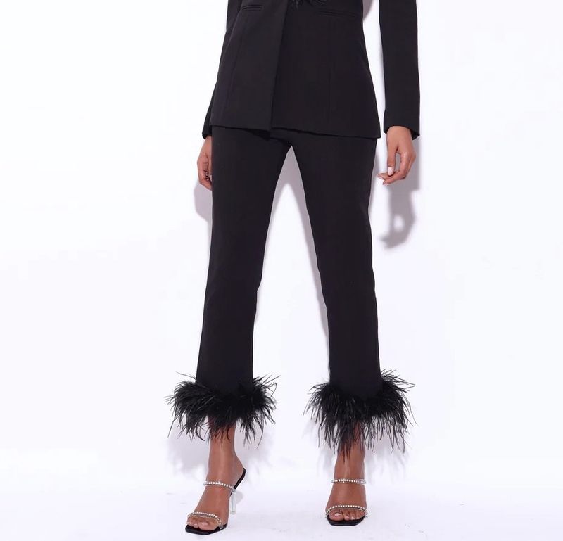 Feather Trimmed Pants