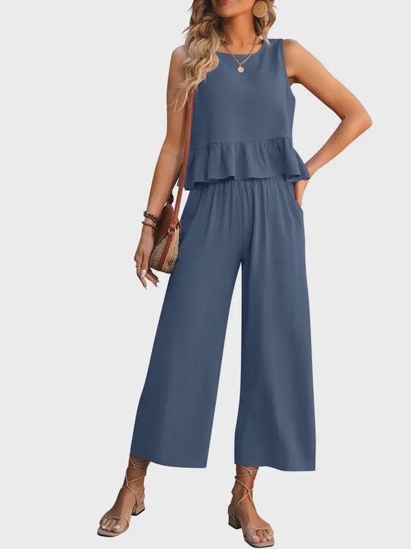 Tank &amp; Cropped Wide Leg Pant Set
