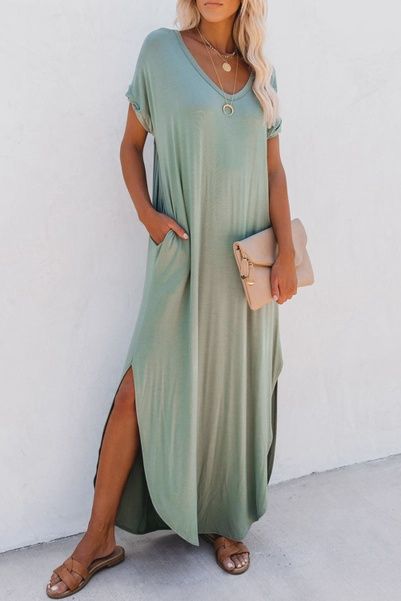 Hidden Pockets T-Shirt Maxi Dress