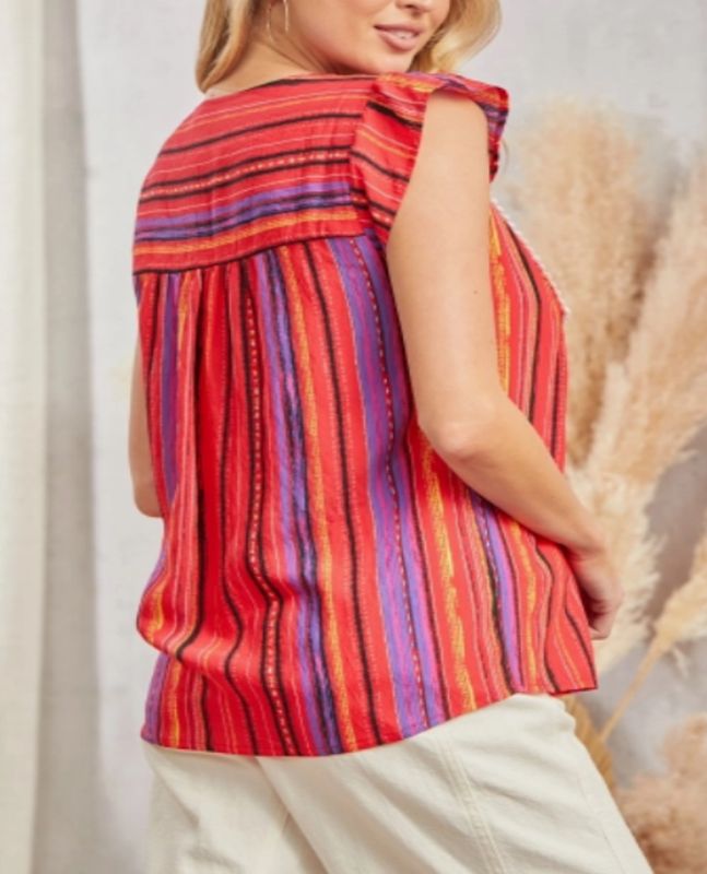 CURVY -SJ Embroidered Yoke Top